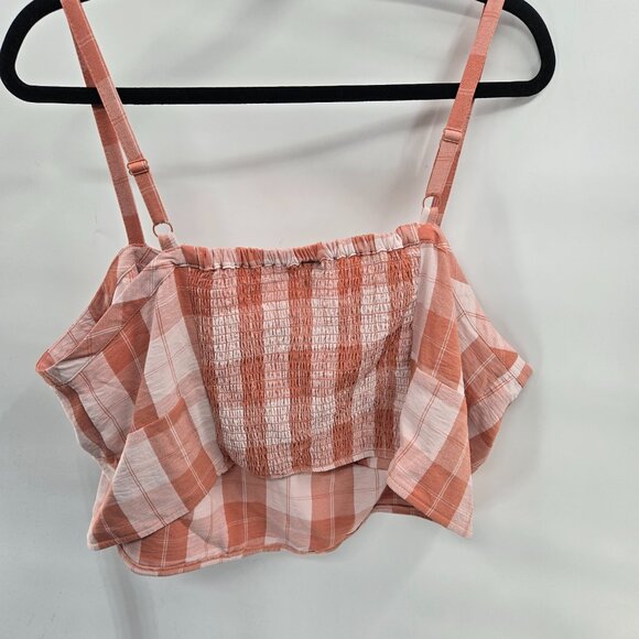 Torrid Orange Seersucker Sweetheart Neckline Smocked Back Crop Top 3X 22… - Picture 9 of 9